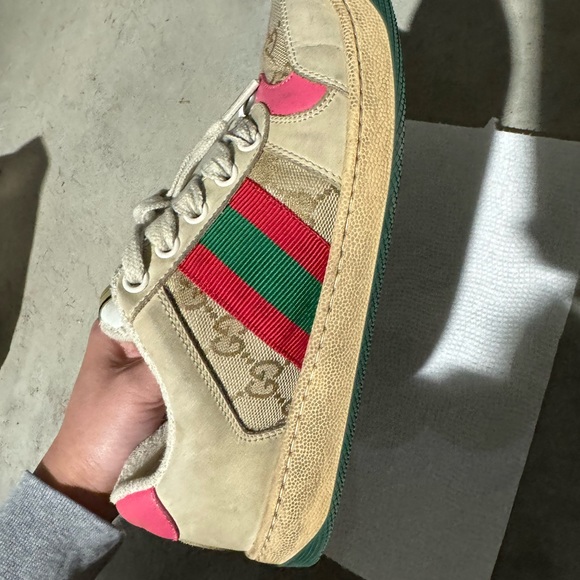 Gucci Distressed Leather and Canvas Sneakers - Picture 5 of 5